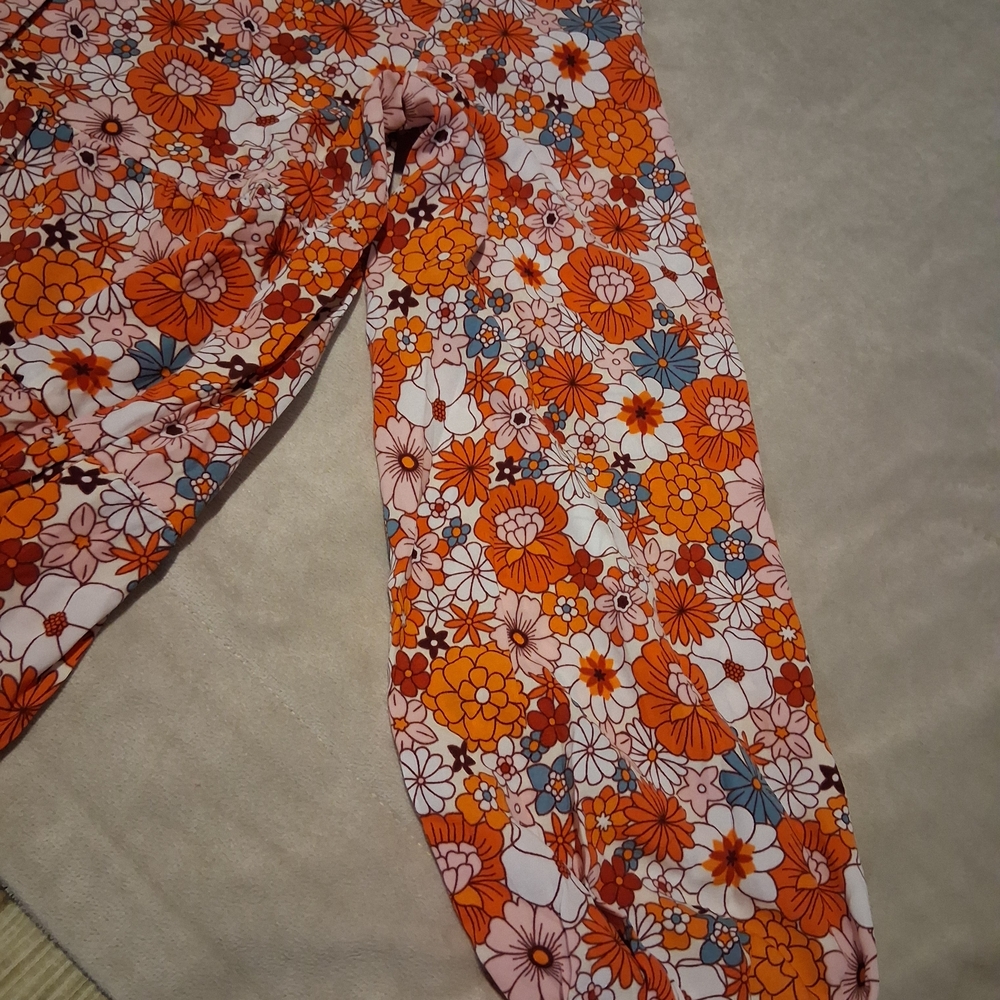 DOKOTOO- Floral Orange Midi Dress with Tiered Skirt - Picture 7 of 9